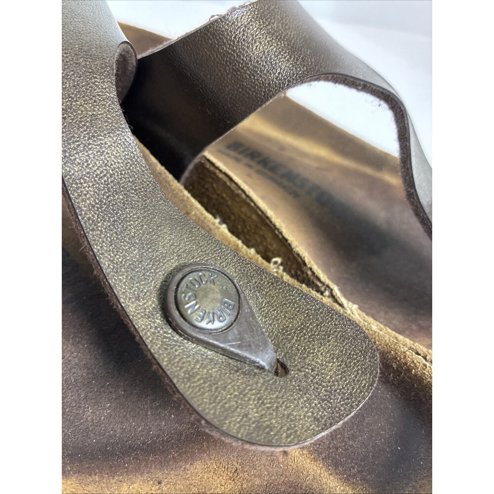 Birkenstock Gizeh Bronze Brown Leather Thong Strap Sandals Women Sz 37 Us 7 - Picture 3 of 11